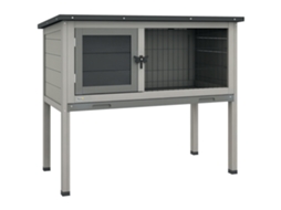 Coelheira de Madeira para Animais Pequenos com Bandeja Amovível 84x43x70 Cm Cinza Preto S/MARCA