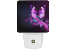 Luz Noturna Led Com Sensor De Movimento E Design Borboleta Roxa, Luz Branca Quente E Suave Banheiro, Quarto E