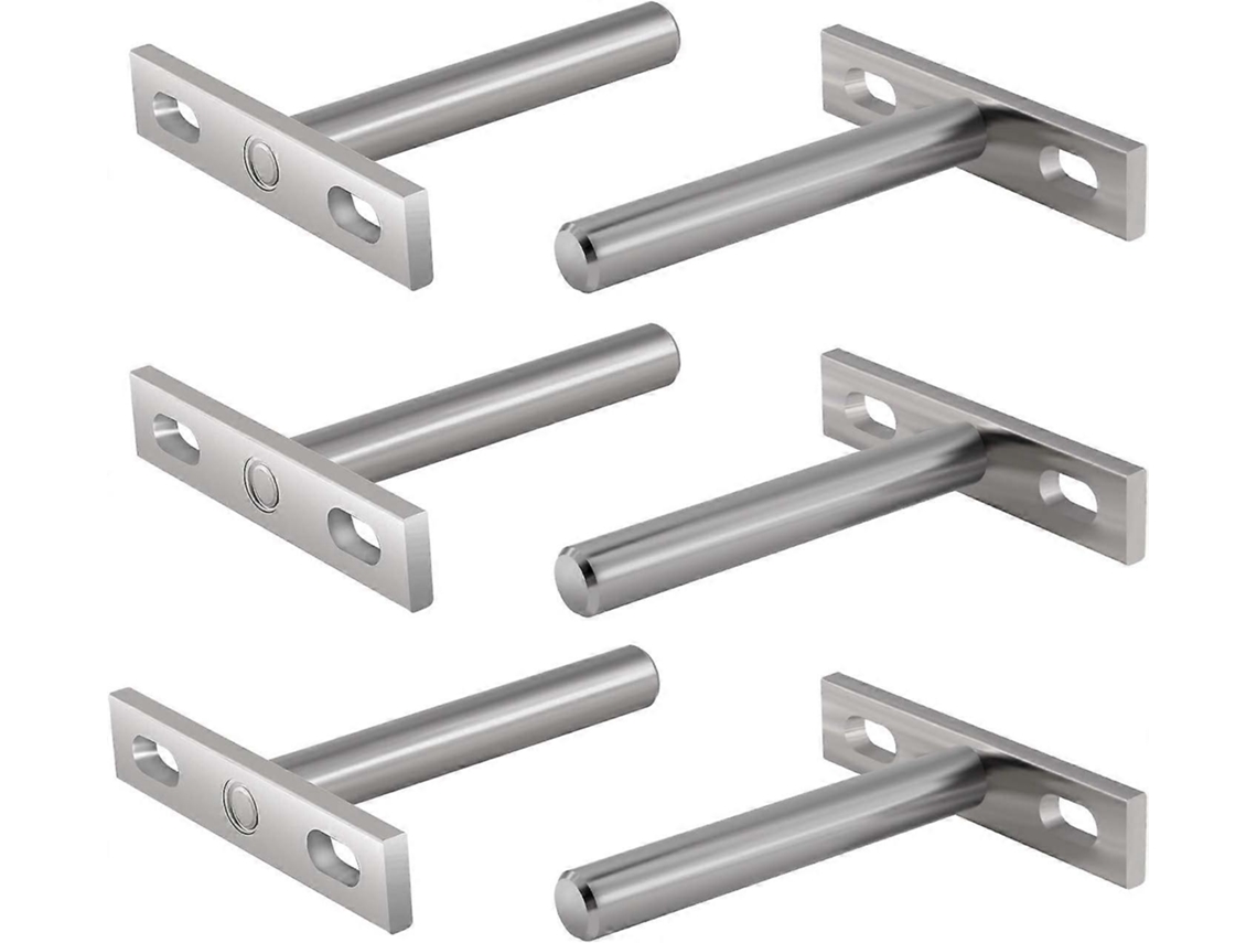 Conjunto De 6 Suportes Metálicos Para Prateleira Flutuante, Ocultos 7,6 Cm (3 Polegadas) Parede.-aquaforge