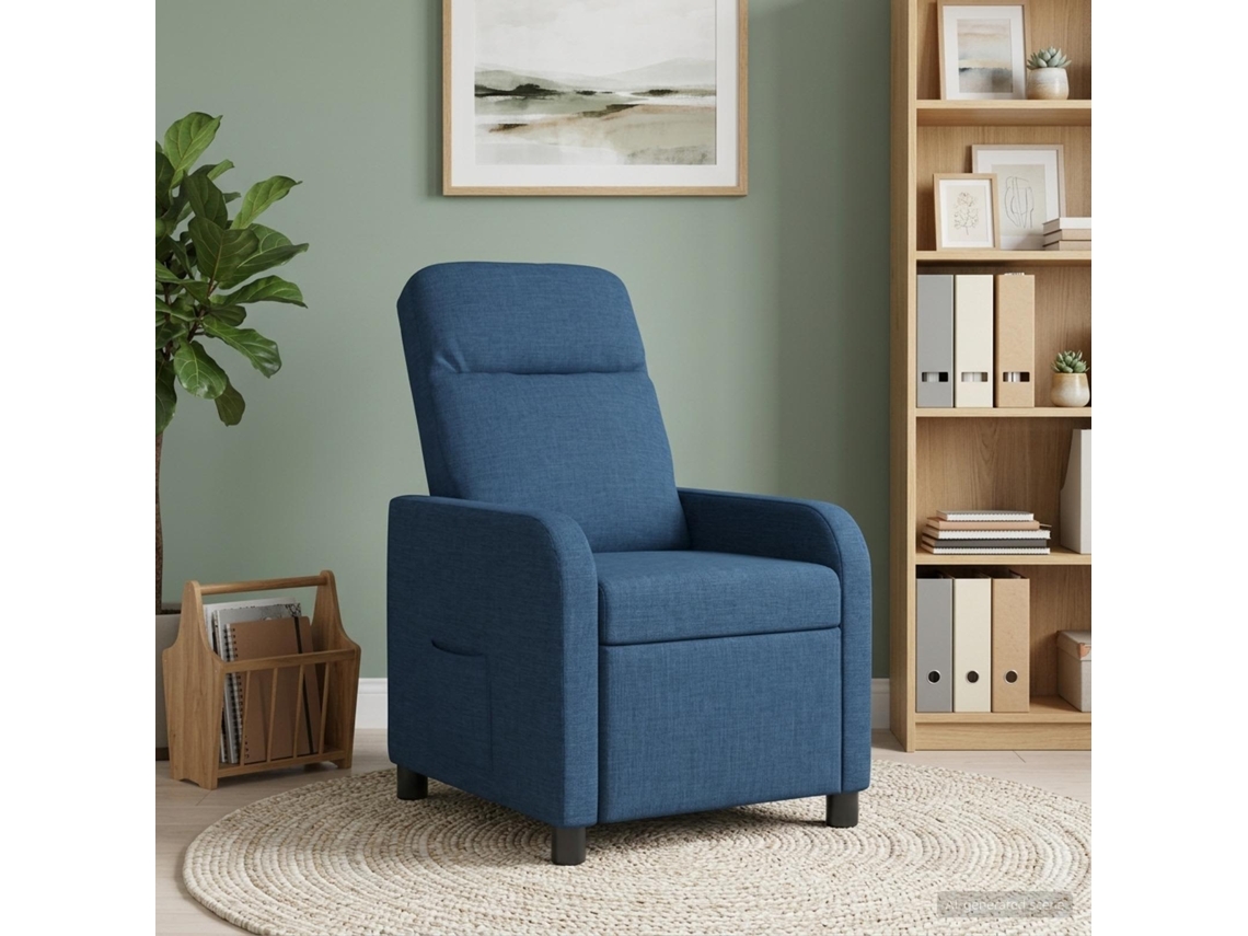 Vidaxl Reclinável Azul Tecido