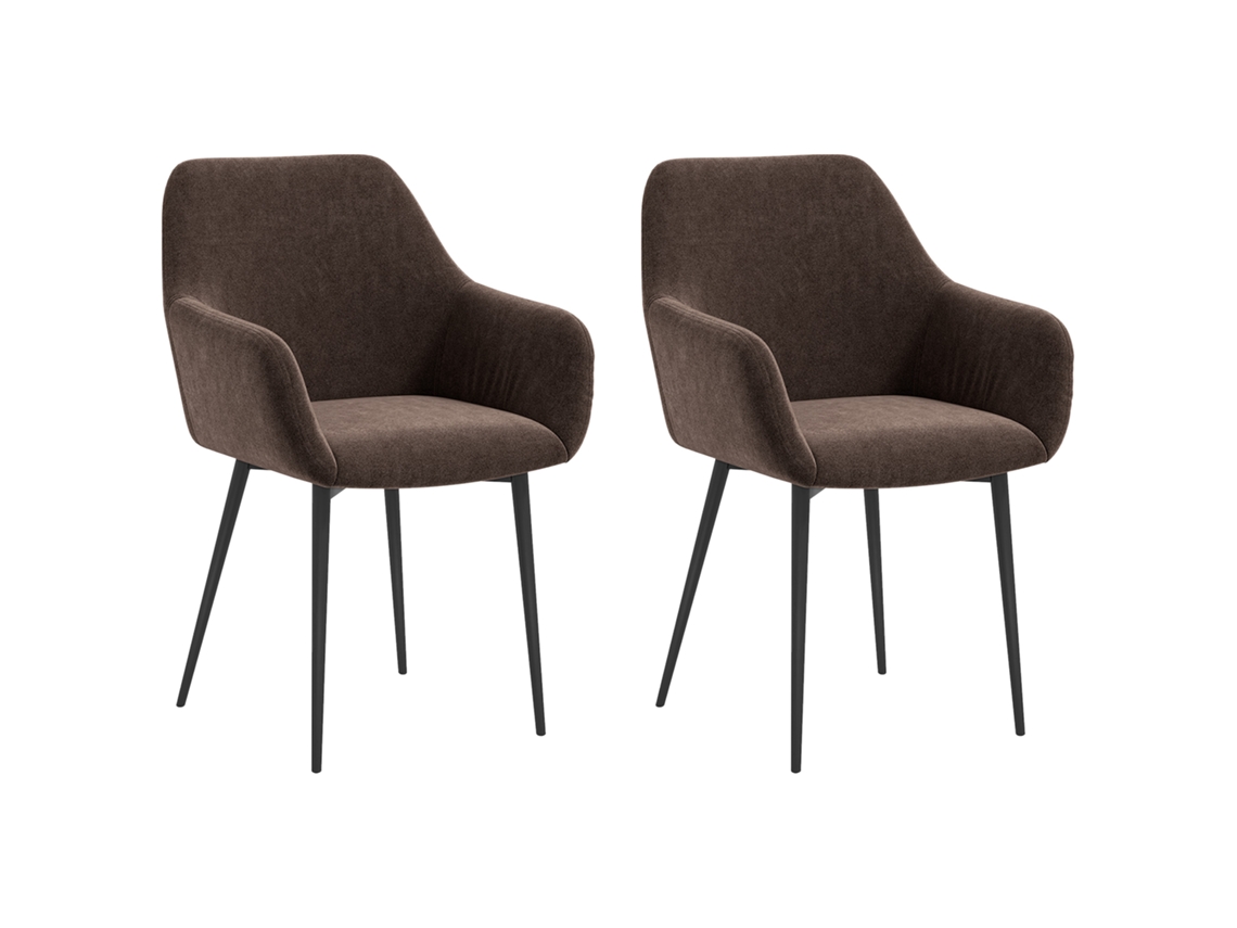 Conjunto de 2 Correntes Jantar Nórdicas, Têxtil, Suportes Braço+Pernas Aço, 54x57x80cm, Castanho-kd