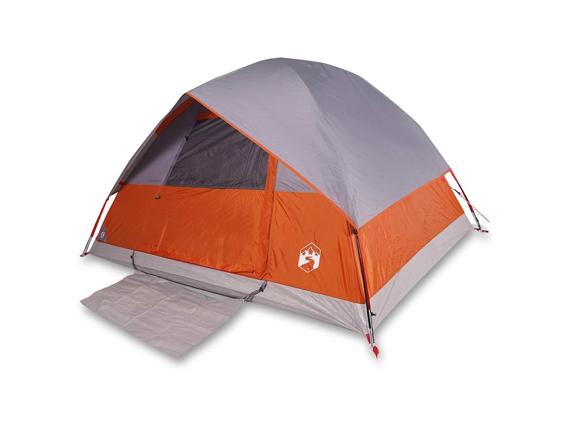 VIDAXL Tenda de Campismo Cúpula P/ 3 Pessoas Impermeável Cinza/Laranja