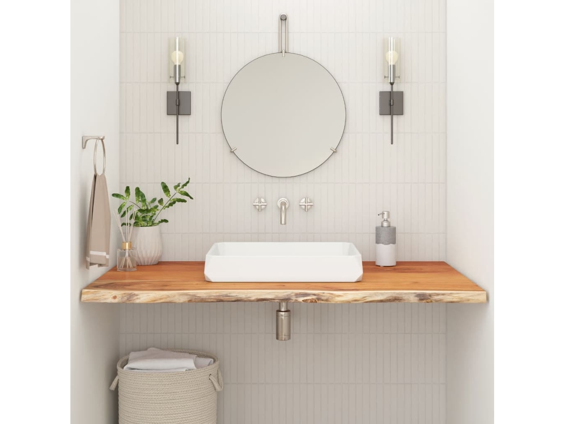Vidaxl Bancada De Casa De Banho Retangular 120x60x2,5 Cm Acácia Maciça