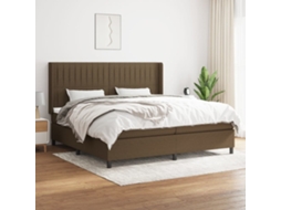 Cama Com Molas/colchão 200x200 Cm Tecido Castanho-escuro