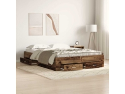 Vidaxl Estrutura da Cama com Gaveta Madeira Antiga 140 X 190 Cm
