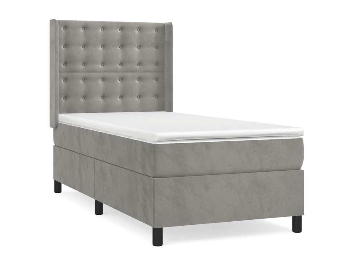 Box Spring Bed, Box Spring Beds Vidaxl Cinzeto Veludo (90 X 190 Cm)