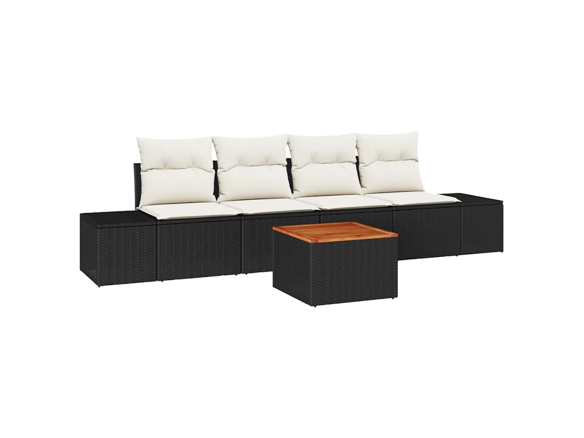Maison Exclusive - Conjunto De Sofá De Jardim Com Almofada 5 Pcs Preto Vime Pe