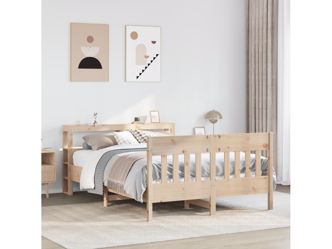 Vidaxl Cama Sem Colchão 140x190 Cm Madeira De Pinho Maciça