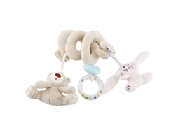 Primerox brinquedo Espiral Enrolável Urso Coelho para Berço Carrinho de Bebê com Sino e Som Bb