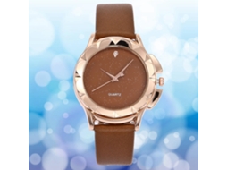 Relógio de Pulso Feminino Vansvar com Pulseira Pu Estrela Simples Dial Quartzo Marrom
