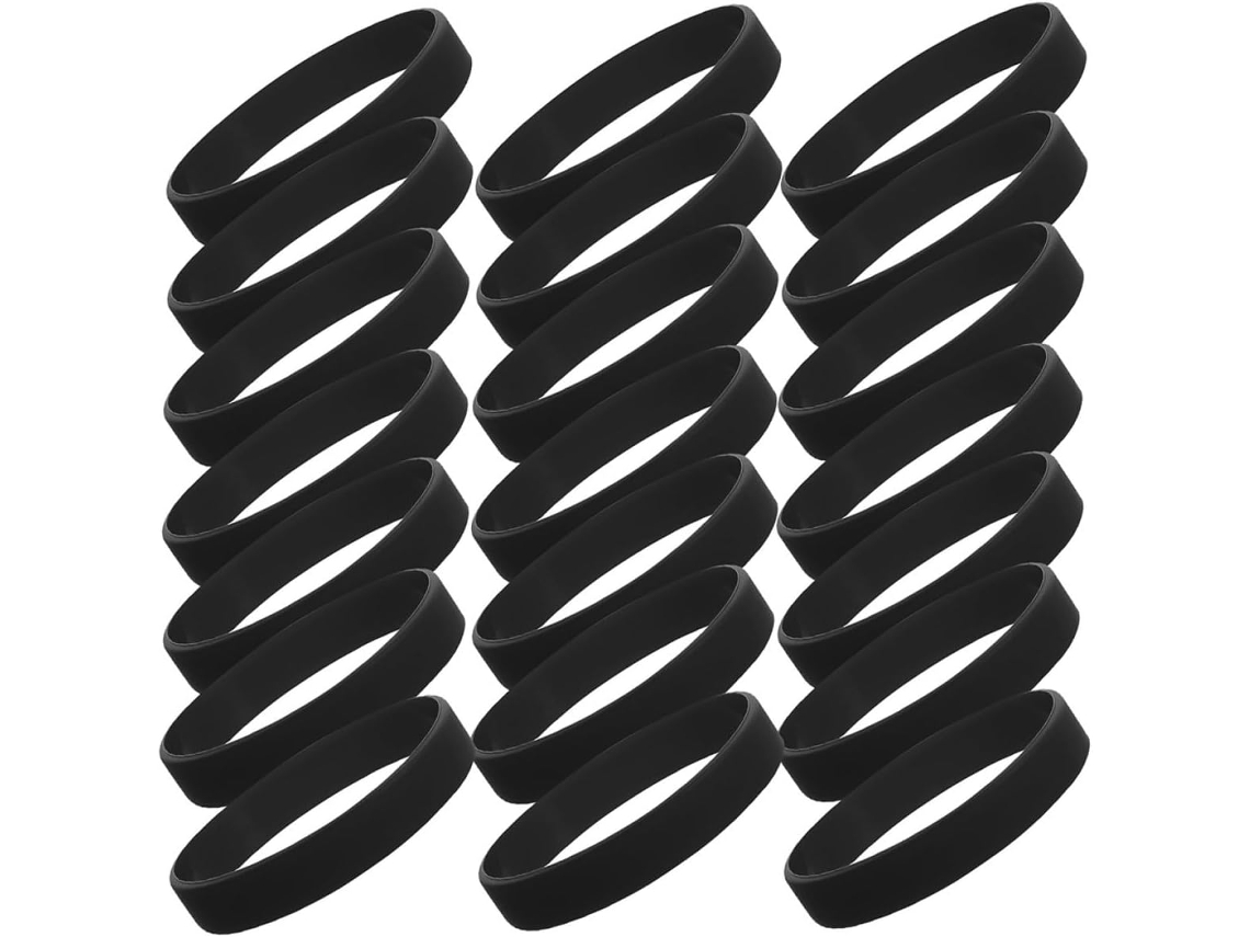 Fuoyloo 50-pulseiras Elásticas De Silicone Pretas, Lisas, Tamanho Único, Ideais Para Eventos, Shows E Equipes Esportivas