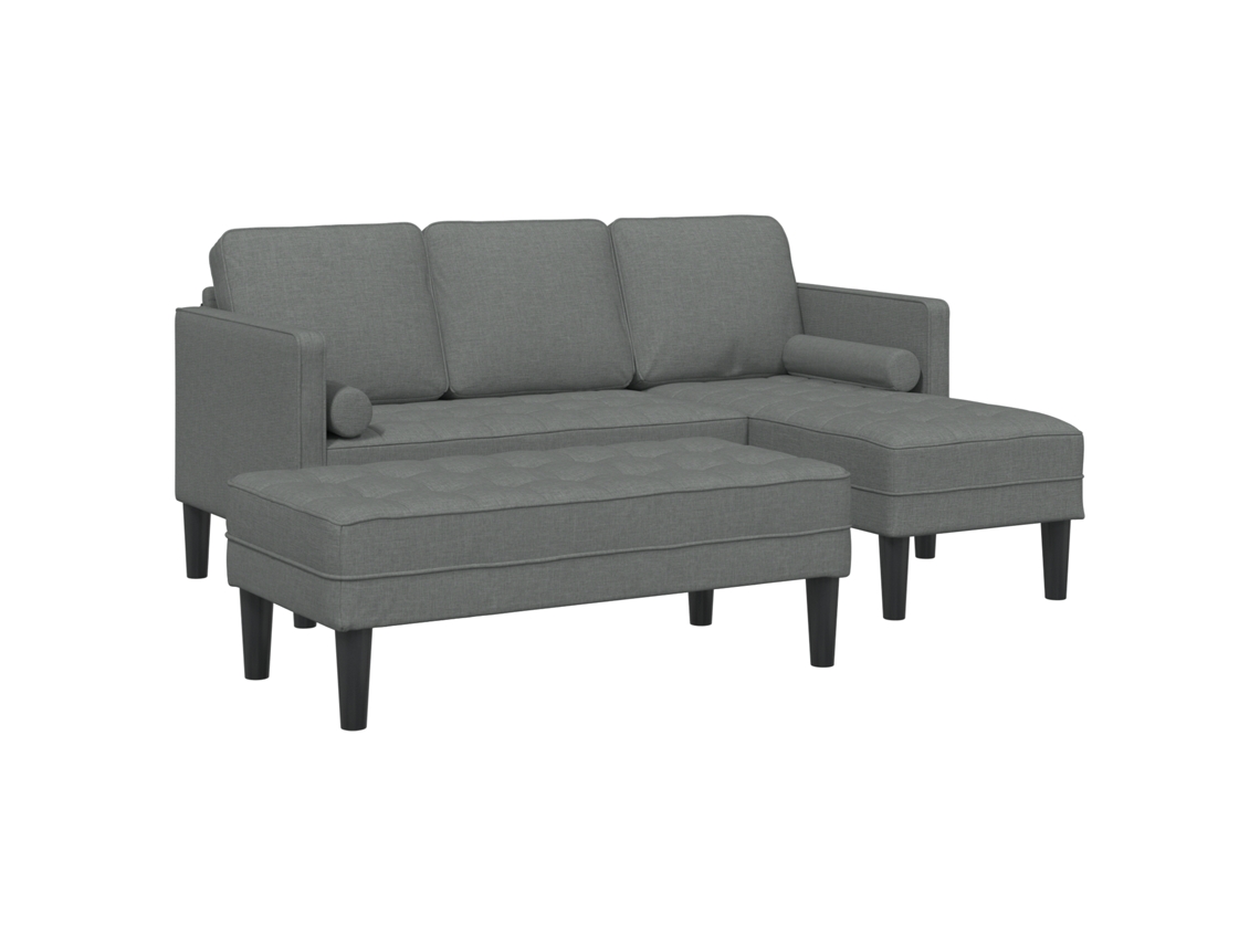 Conjunto 2 Sofá Modular Vidaxl Cinzento Poliéster (173 X 131 X 67 Cm)