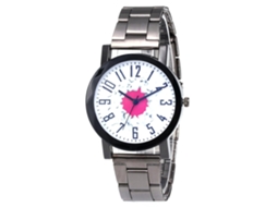 Reloj De Cuarzo Con Correa De Acero Para Parejas Dial De Puntos Coloridos (rojo Rosa)