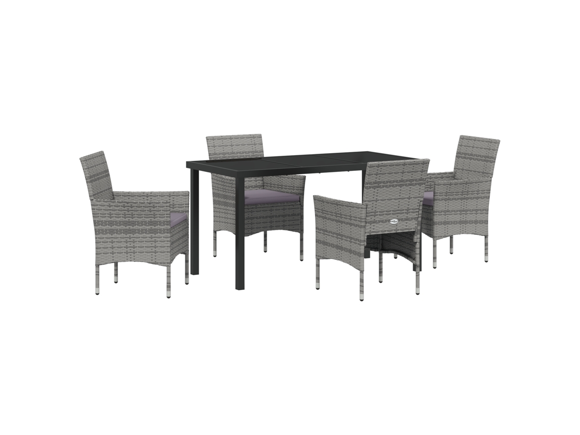 Conjunto 5 De Jantar Jardim Vidaxl Cinza Rattan Pe