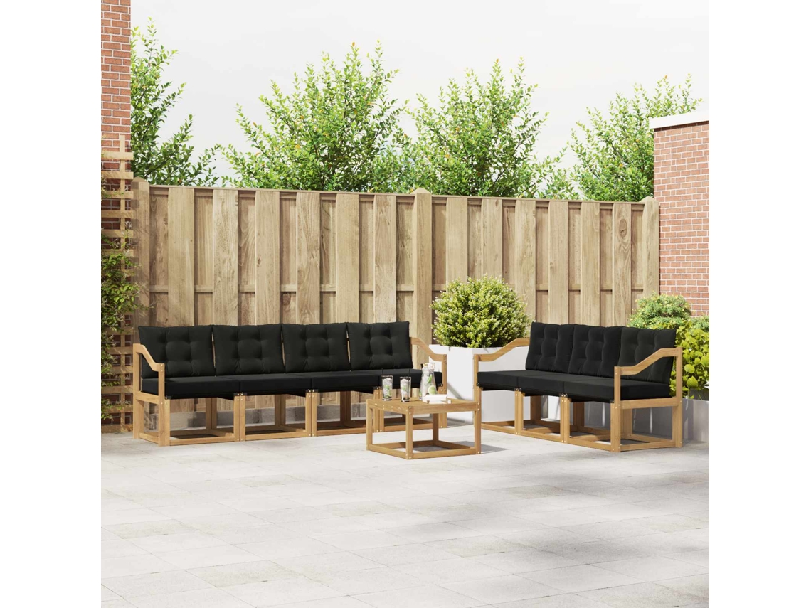 Vidaxl Conjunto De Sofás Para Exterior 8 Unid. Branco E Preto