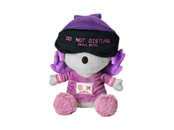 Brinquedo de Pelúcia Inorgânico Menina, Máscara Dormir com Cabelo Roxo, Dinossauro 240g, Bichinho GOKOCO