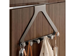 Ganchos de Porta Silenciosos e Sem Furos, com 6 Ganchos para Toalhas e Roupas, em Metal Fosco Moderno, 22, 1 Cm, Cinza Bronze, Padrão BRILVIBERA
