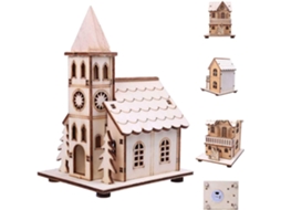 Igreja Rústica De Madeira Com Led, Design Exclusivo De Cenário De Vila Natalina De Madeira Faça Você Mesmo, Para Iluminar As Decorações De Natal 2023,