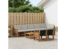 Vidaxl Conjunto De Sofás Para Exterior 9 Pcs Natural E Cinzento-claro