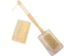 Escova De Banho Com Esponja Vegetal E Cabo Longo Confortável, Para Limpeza Profunda Da Pele, 1 Conjunto Para Cuidados