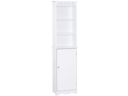 Móvel Para Banheiro Com Três Prateleiras Ajustáveis E Um Amplo Armário Inferior. As Portas Possuem Puxadores. Fabricado Em Mdf, Branco. Dimensões: