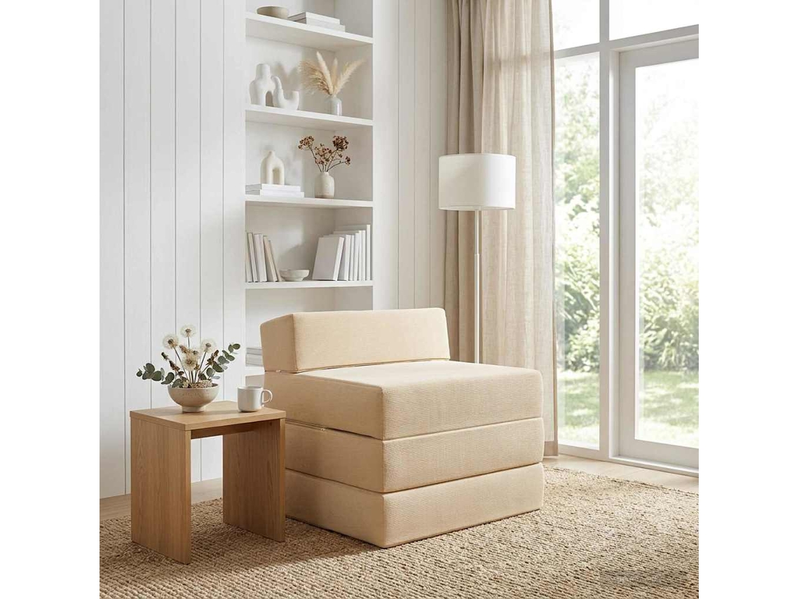 Vidaxl Sofá Cama Dobrável Creme 200 X 70 X 15 Cm