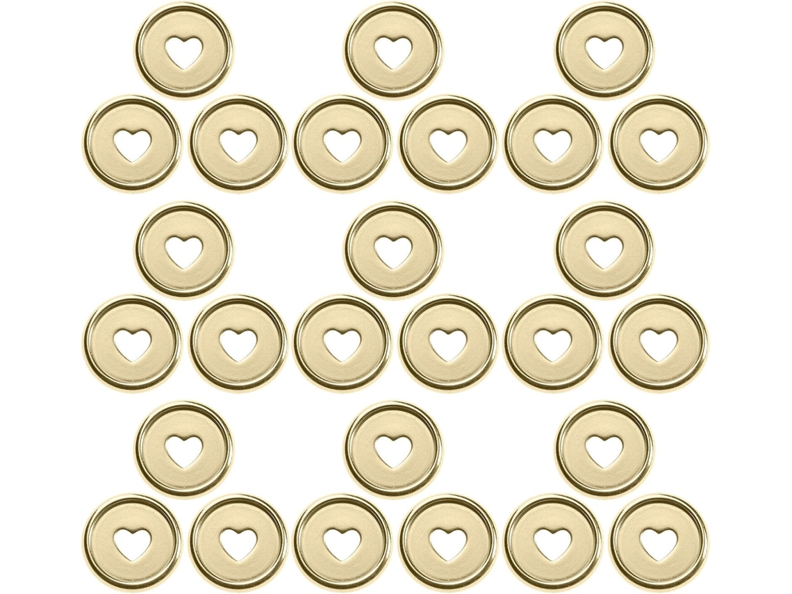 Discos de plástico dourado em formato de coração, 50 unidades, 2,4 cm (0,94 pol.), para folhas individuais.