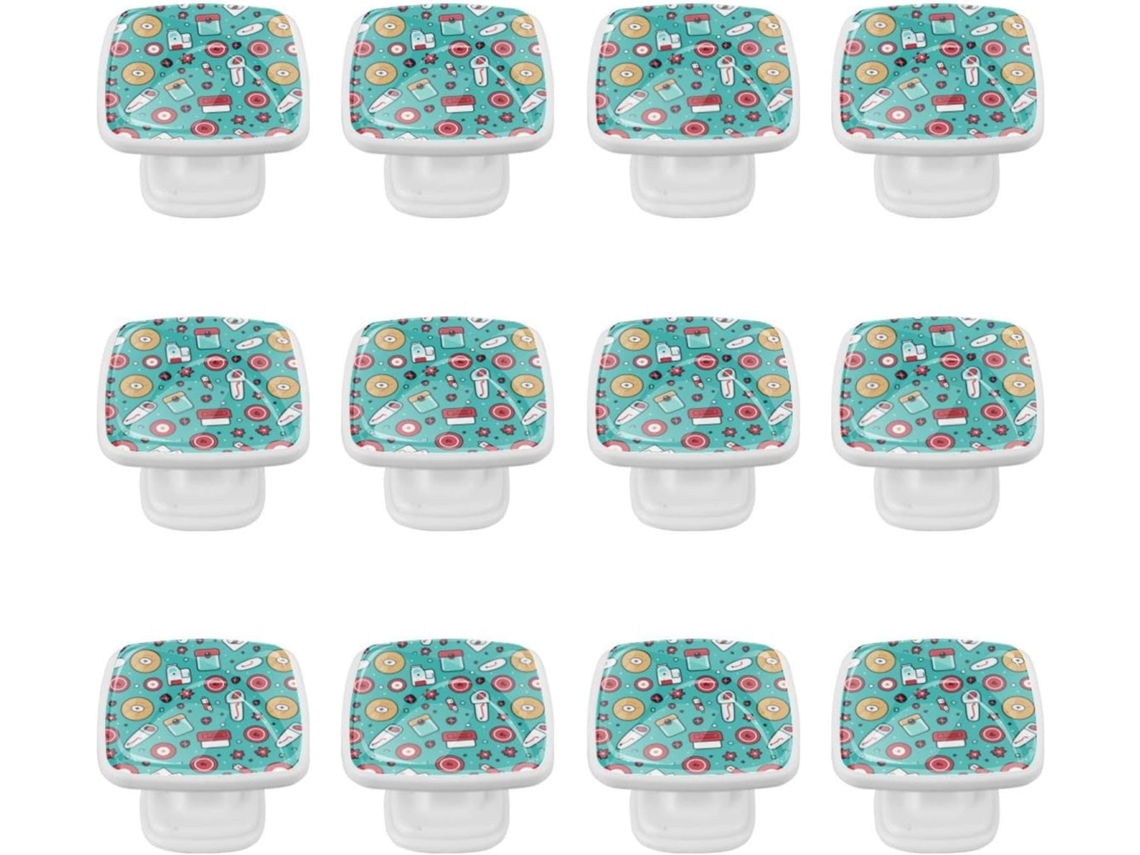Puxadores E Maçanetas Quadradas Para Armários De Cozinha, Conjunto De 12 Peças, Estilo Desenho Animado Com Tema De