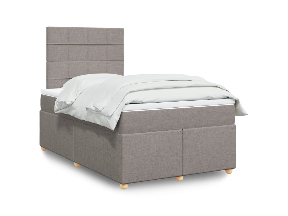 Vidaxl Cama Com Molas/colchão 120x200 Cm Tecido Castanho-acinzentado