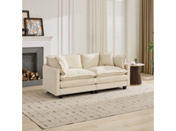 Sofá Cloud 2 Lugares Chenille Modular Bege