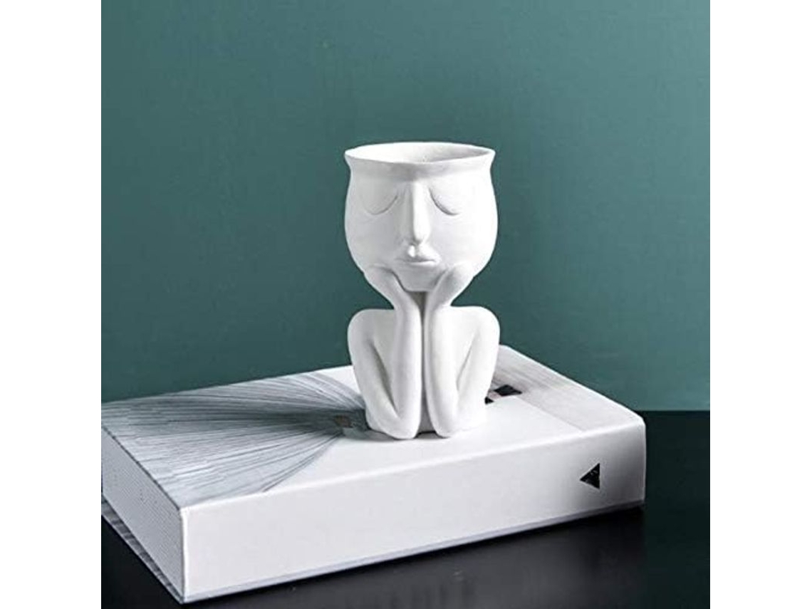 Vaso De Personaje Nórdico Creativo Para Suculentas Maceta Abstracta Blanca Hogar Oficina