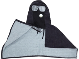 Capuz Em Denim Com Óculos De Proteção Integrados, Resistente A Manchas E Confortável.