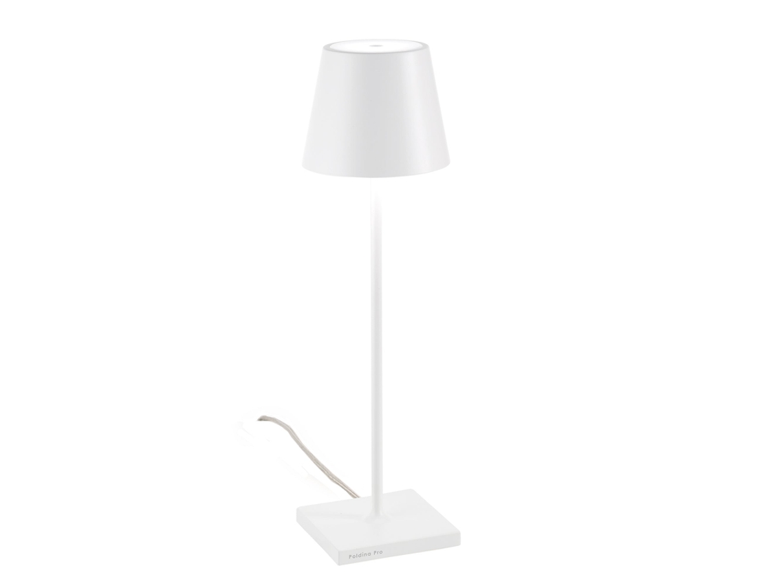 Poldina Candeeiro De Mesa Branco Con Cabo 230v Led Regulável 11x38 Cm - Design Moderno Em Alumínio