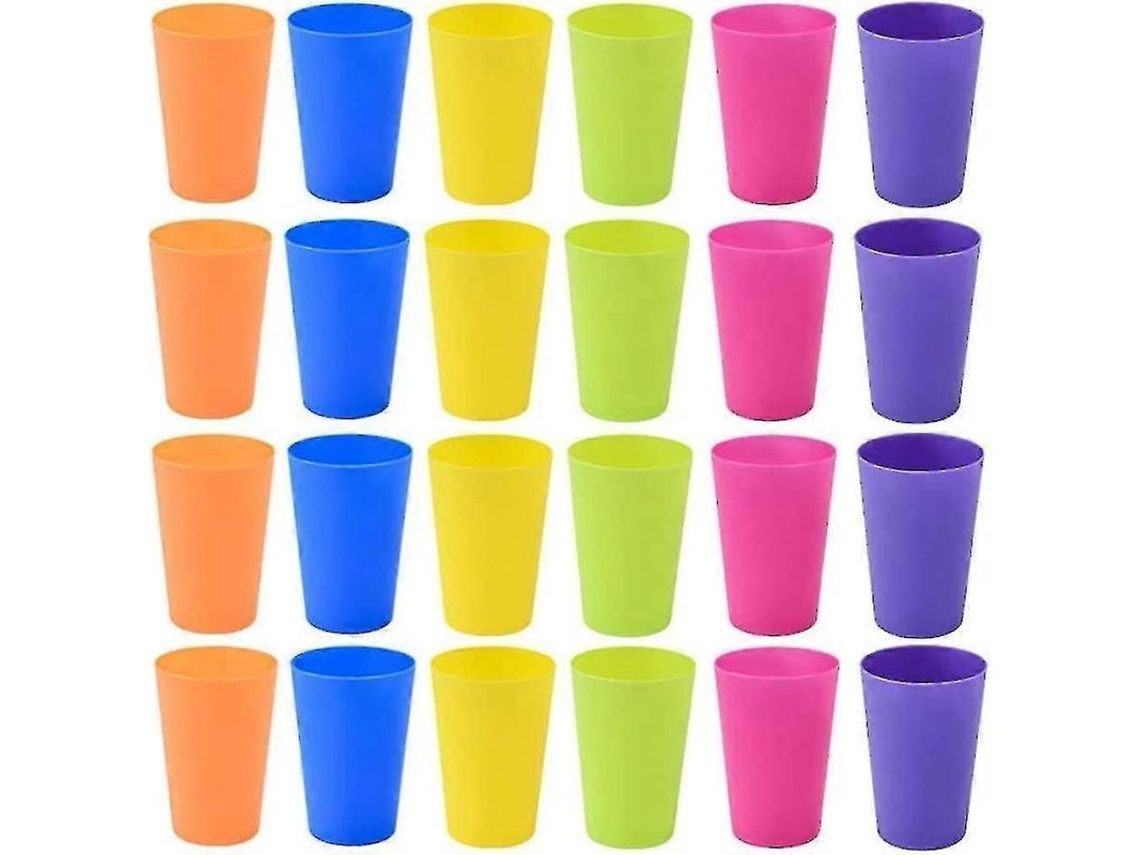 Nova Line 24 Copos Plásticos Reutilizáveis 160ml 6 Cores para Crianças, Ideais para Festa, Camping e Piquenique