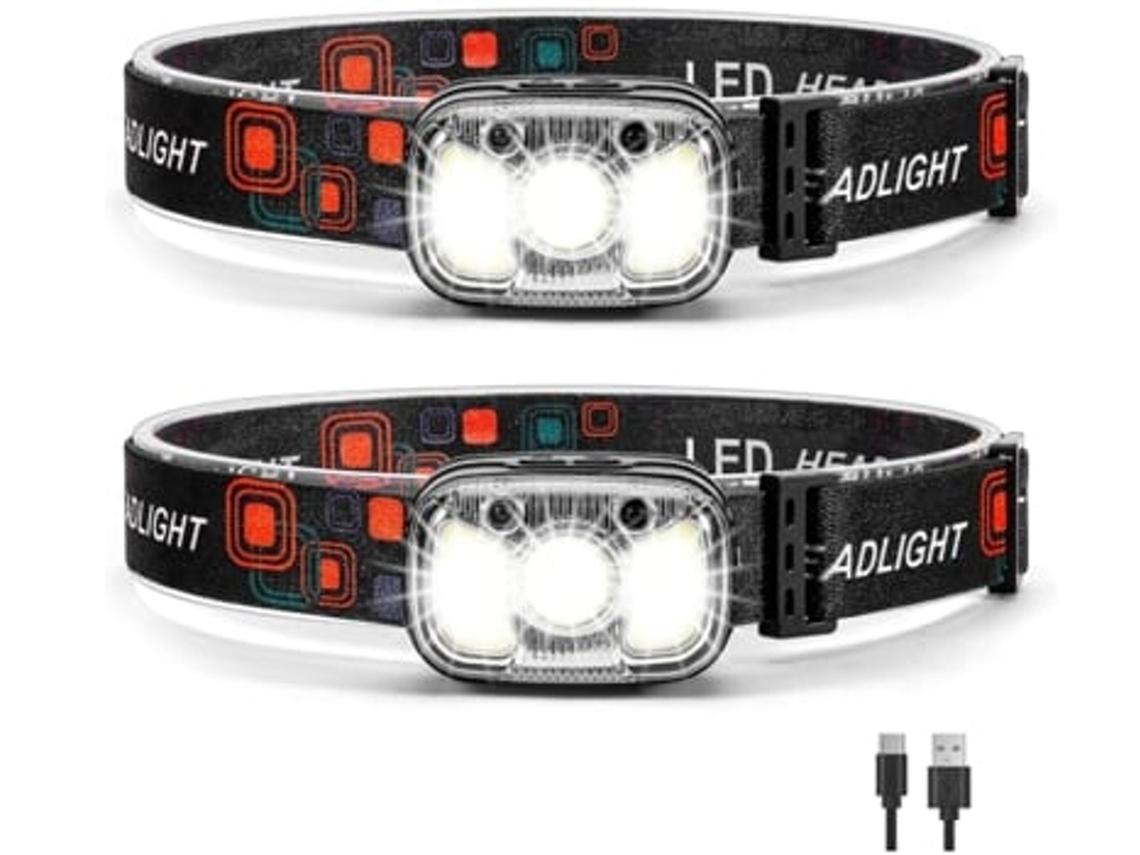 Farol Led Ultra Brilhante BISBISOUS Recarregável 1200 Lúmens com Luz Vermelha e Branca Preta VIGA EUROPE