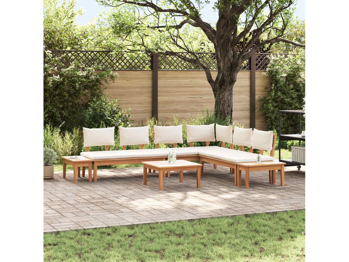 Vidaxl Conjunto De Sofá De Jardim 4 Pcs Marrom E Creme