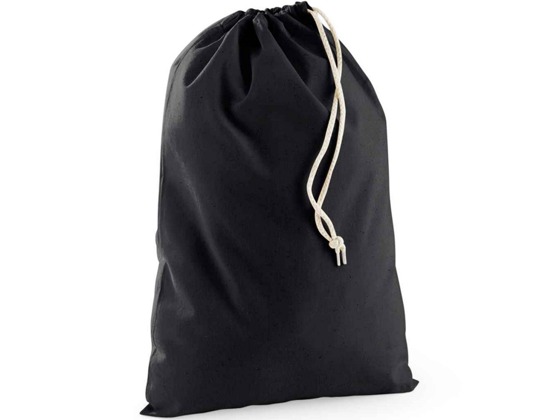 Sacola de Algodão Reciclado Westford Mill 75cm X 49cm Natural Preta 45cm 30cm BRILVIBERA