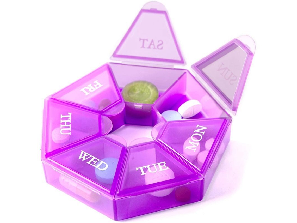 Caixa de Remédios Planejador Semanal 7 Dias para Medicamentos e Vitaminas com Compartimentos