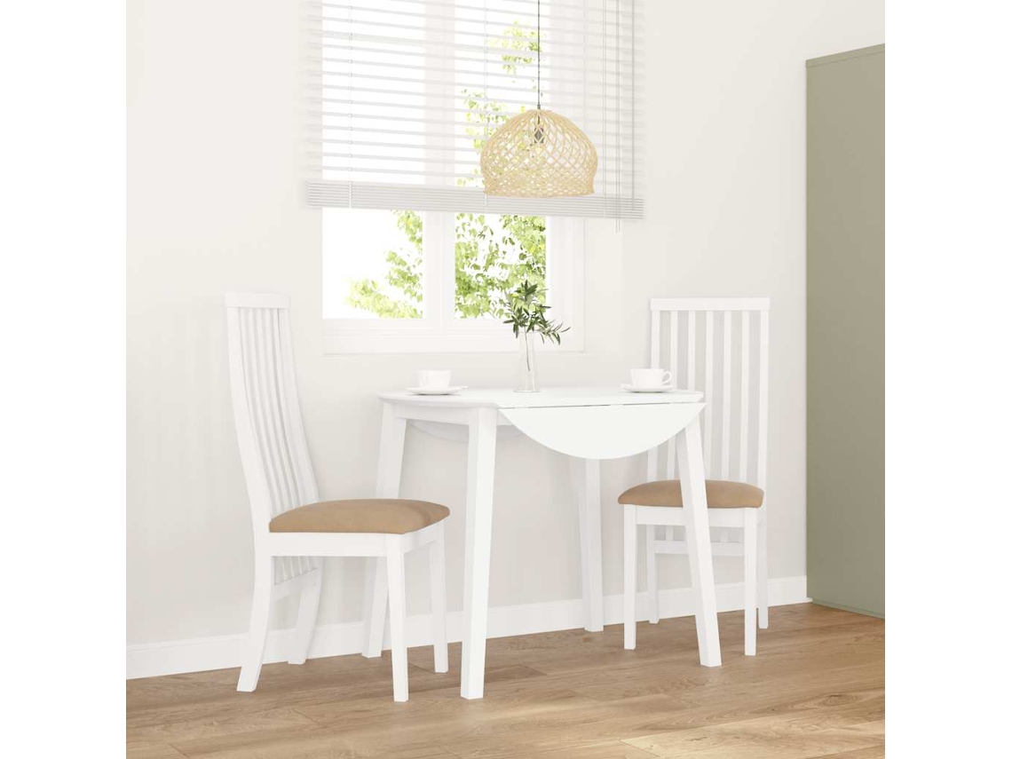 Vidaxl Cadeiras De Jantar Com Almofadões 2 Pcs Madeira Maciça Branco