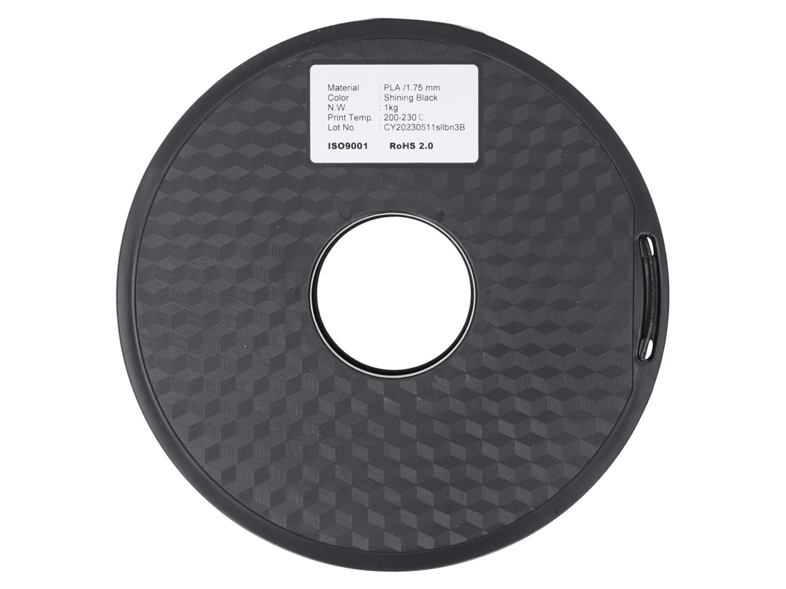 Filamento 3d 1.75mm Pla Preto Brilhante Macio Bobinado Ordenado Consumível Para Impressora 3d