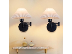 Nettlife Candeeiro De Parede Vintage Conjunto De 2 Retro E27 Ajustável 40 W Branca, Orientável, Em Metal E Tecido, Para Uso Diário