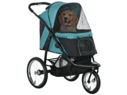 Carrinho Verde Escuro 111x58x107 Cm Para Cães, Dobrável Com Proteção Solar E Cesto