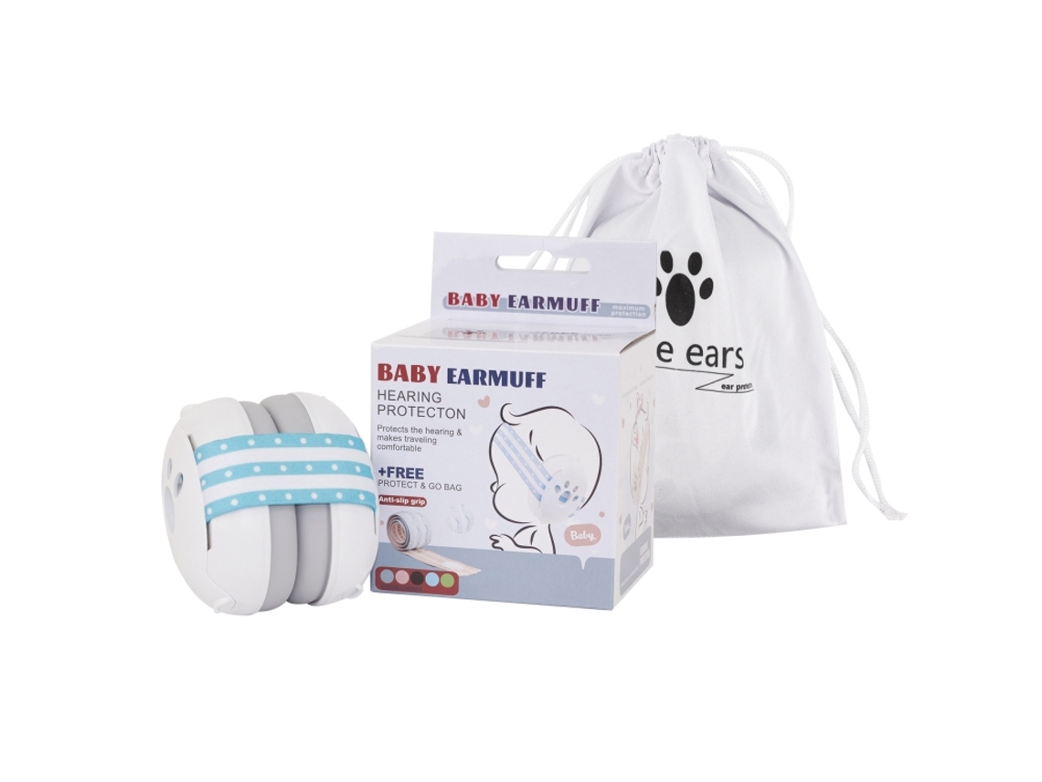 Protetores de Ouvido para Bebês À Prova de Som e Ruídos Tipo Faixa de Cabeça Branco + Azul XIAOMOYU