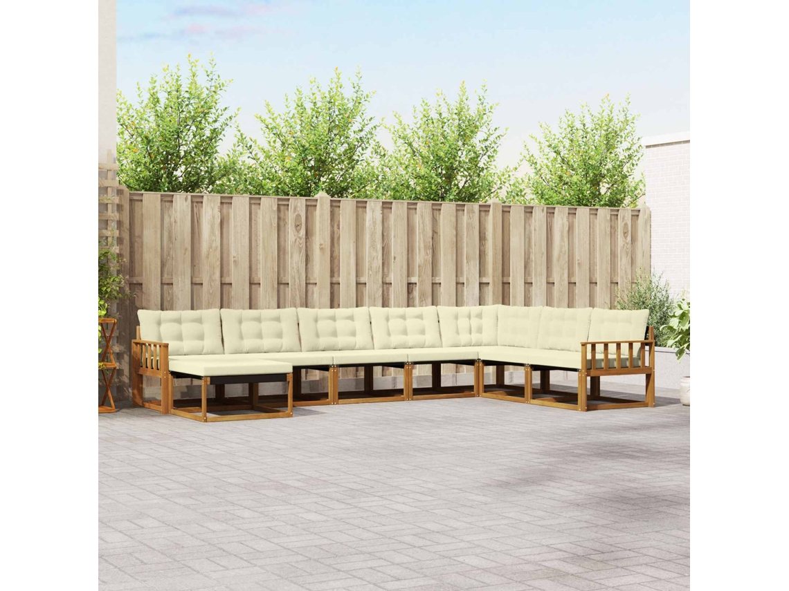 Vidaxl Conjunto De Sofás Para Exterior 8 Pcs Natural E Creme