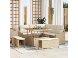 Vidaxl Conjunto De Sofá De Jardim 8 Unid. Bege Vime Pe