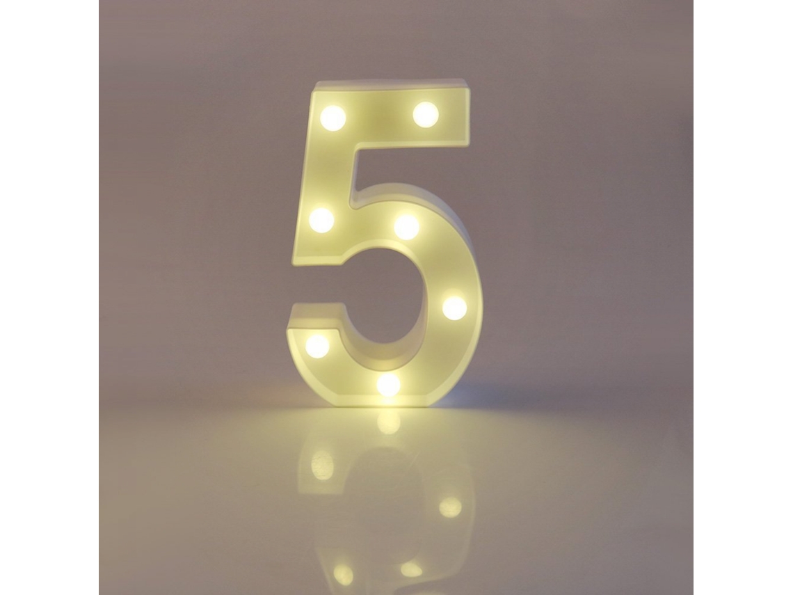Luminária Led Justup com Número 5 para Decoração de Casamentos, Aniversários, Festas de Natal e Casa BRILVIBERA (número 5)