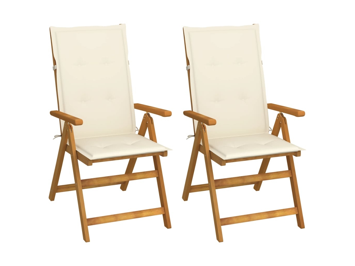 Reclining Folding Chair, Reclining Folding Chairs Vidaxl Creme Madeira (120 X 50 X 3 Cm)