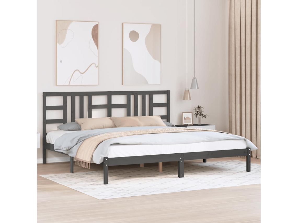 Vidaxl Estrutura De Cama 200x200 Cm Madeira Maciça Cinzento