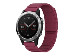 Bracelete Para Garmin Fenix 8 / 7 / 6 / 5 (22mm) - Silicone Magnético Cor Vinho