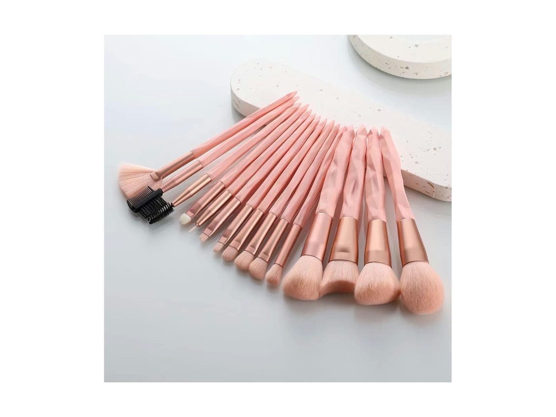 13/15 Pcs Cabo de Plástico Kabuki Pó Pincel de Base Corretivo Sombra Delineador Pincel de Sobrancelha 15 Rosa LUUCOZK